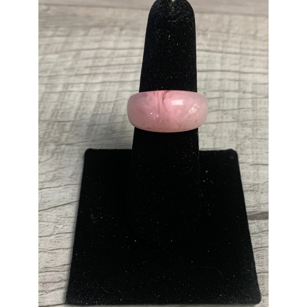 Pink Resin Marbled Chunky Dome Statement Ring Size 7.5 Pink Marbled Bold Ring